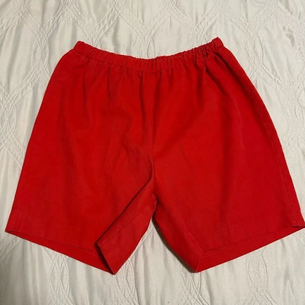 Vintage 80s Red Elastic High Waisted Shorts 32